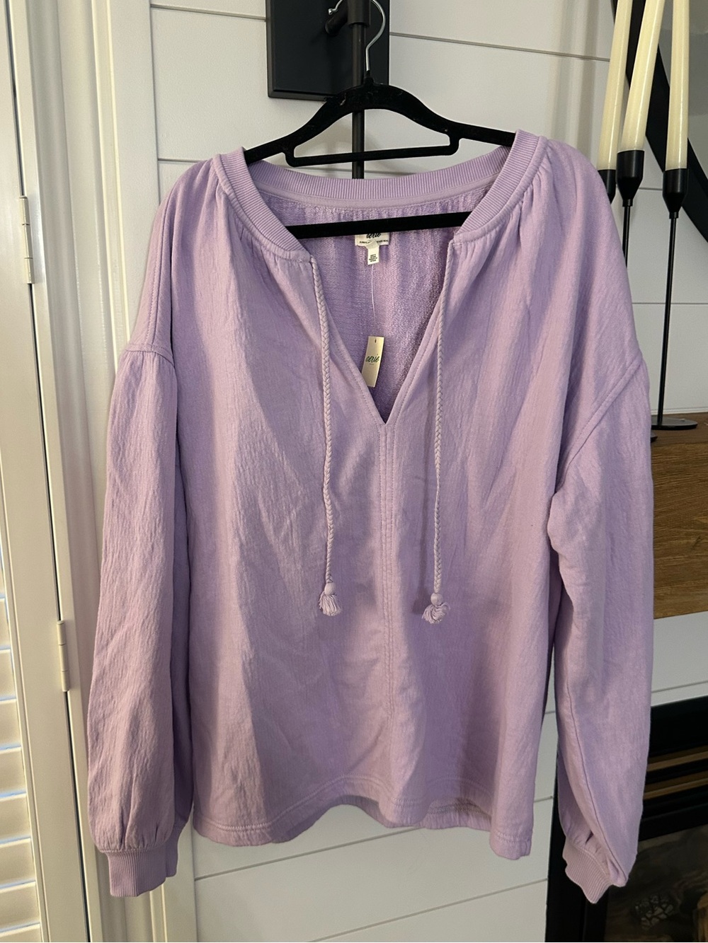aerie Lavender Oversized V-Neck Hoodie with Drawstring